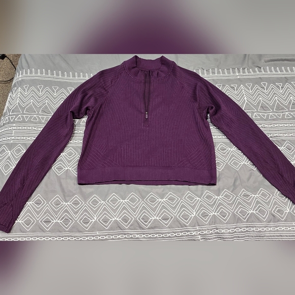 lululemon athletica Tops - Lululemon Rest Less Cropped Half Zip Size 4 In Magenta